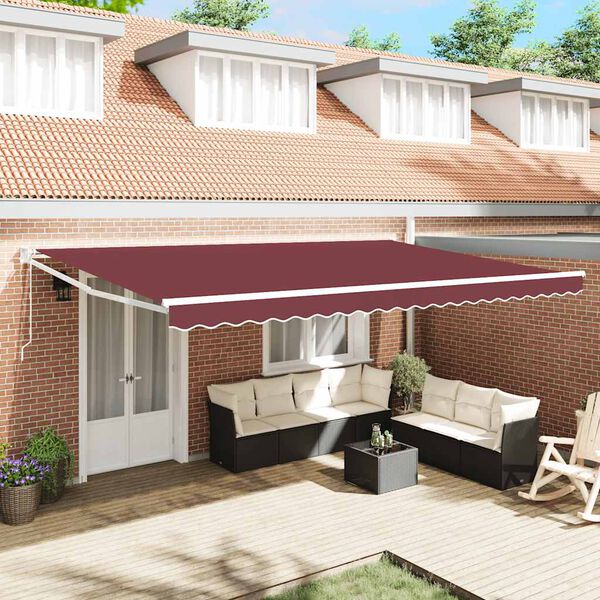 vidaXL Automatic Retractable Awning Burgundy 500x300 cm