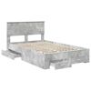 vidaXL Bed Frame Concrete Grey 135 x 190 cm Engineered Wood