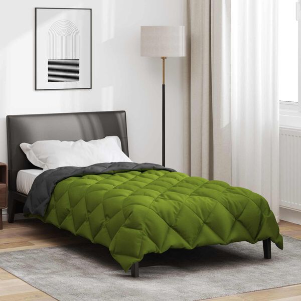vidaXL Winter Duvet Green and Anthracite 220 x 155 cm Microfiber