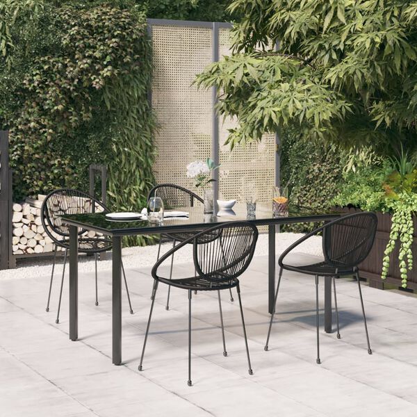 vidaXL 5 Piece Garden Dining Set Black PVC Rattan