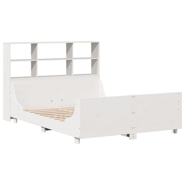 vidaXL Bookcase Bed without Mattress White 120x190 cm Small Double Solid Wood