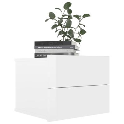 vidaXL Bedside Cabinet High Gloss White 40x30x30 cm Engineered Wood