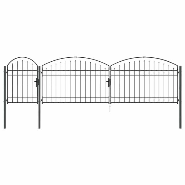 vidaXL Garden Fence Gate with Arched Top Grey 500 x 100 cm Steel