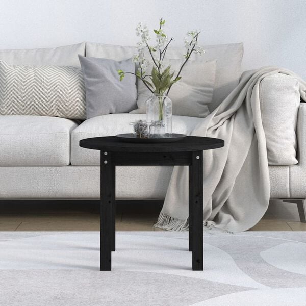 vidaXL Coffee Table Black &Oslash; 55x45 cm Solid Wood Pine