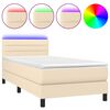 vidaXL Box Spring Bed with Mattress&LED Cream 90x190cm Fabric