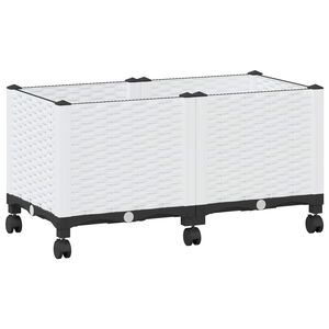 vidaXL Garden Planter with Wheels White 80 x 40 x 48 cm PP