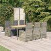 vidaXL 7 Piece Garden Dining Set Grey Poly Rattan&Solid Wood Acacia