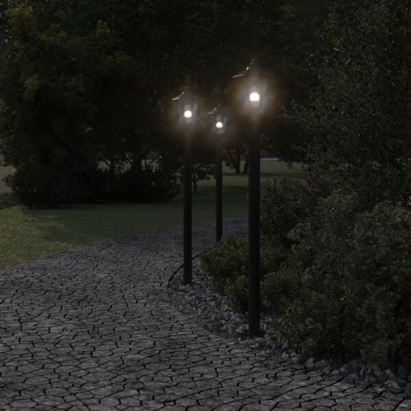 vidaXL Outdoor Floor Lamps 3pcs Black 120 cm Stainless Steel
