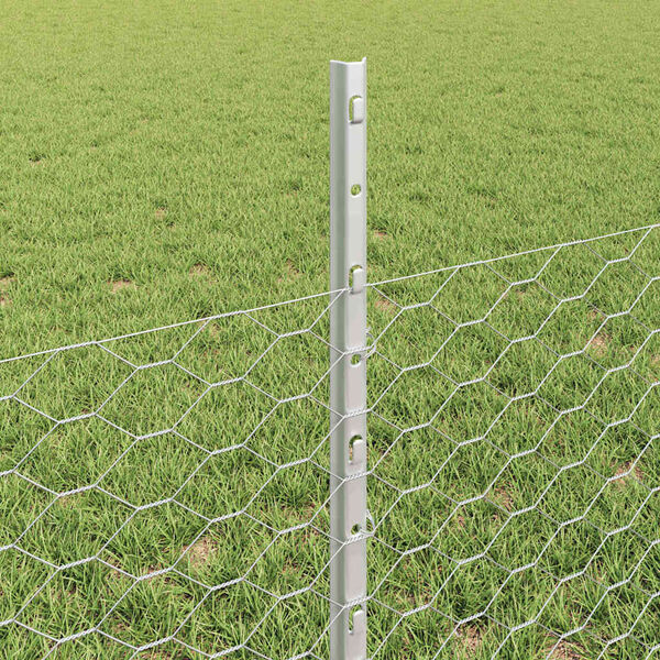 vidaXL Fence with Post Silver 0.5 x 50 m Steel