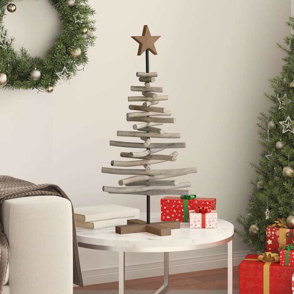 vidaXL Christmas Tree with Stand Brown 90 cm Solid teak wood