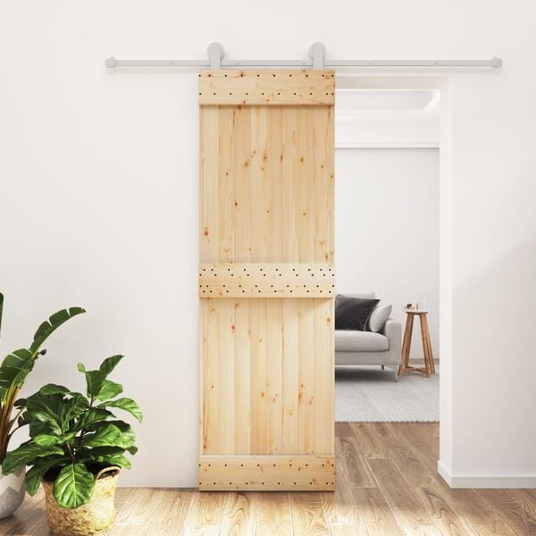vidaXL Sliding Door with Hardware Set 70x210 cm Solid Wood Pine
