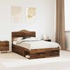 vidaXL Bed Frame with Headboard Old Wood 120 x 200 cm Solid Pine Wood