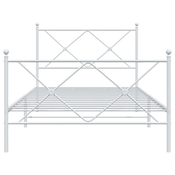 vidaXL Metal Bed Frame without Mattress with Footboard White 100x200cm