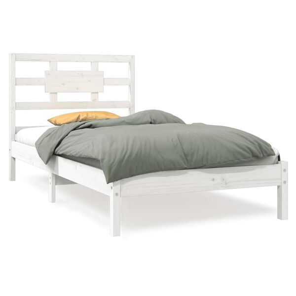 vidaXL Bed Frame without Mattress White 90x190 cm Single Solid Wood