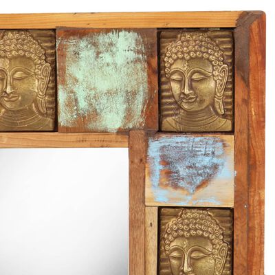 vidaXL Mirror with Buddha Cladding 50x50 cm Solid Reclaimed Wood