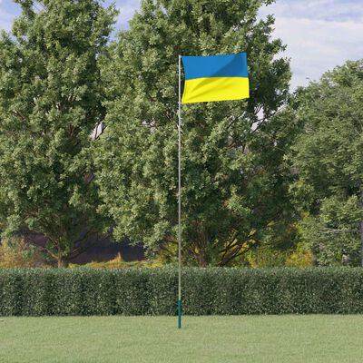 vidaXL Ukraine Flag and Pole 5.55 m Aluminium