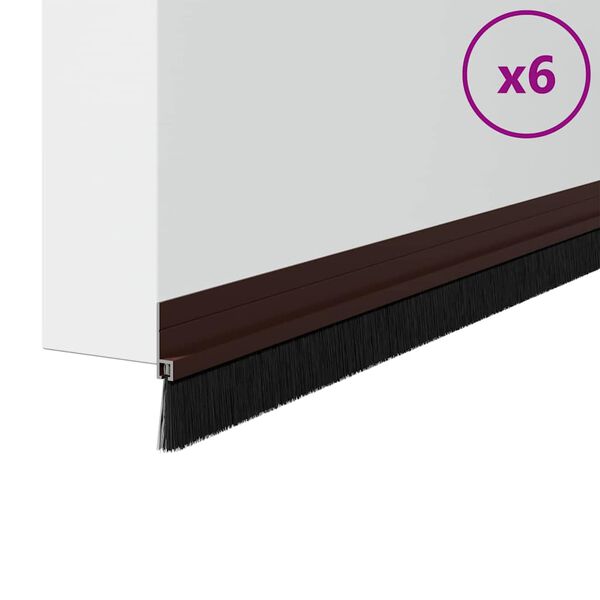 vidaXL Self-adhesive Door Brush Seals 6 pcs Brown 100 cm