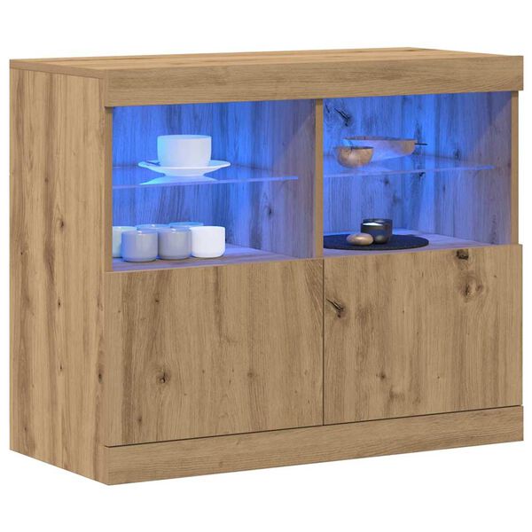 vidaXL LED Sideboard Brown 81 x 37 x 66.5 cm Engineered Wood