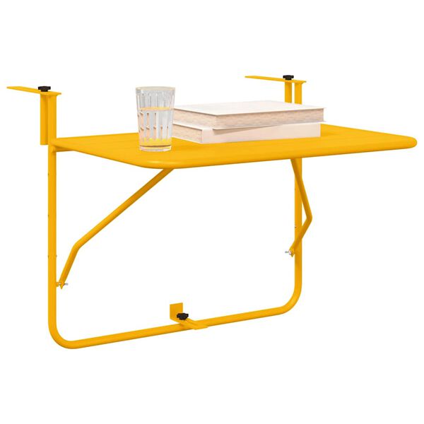 vidaXL Hanging Balcony Table Yellow 60 x 39 x 65 cm Steel