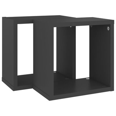 vidaXL Wall Cube Shelves 2 pcs Grey 26x15x26 cm