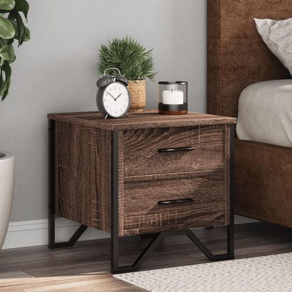 vidaXL Bedside Cabinet Brown Oak 40x41x40 cm Engineered Wood