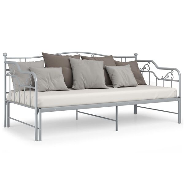 vidaXL Pull-out Sofa Bed Frame without Mattress Grey Metal 90x200 cm