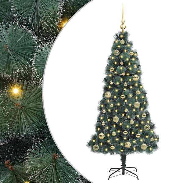 vidaXL Artificial Pre-lit Christmas Tree with Ball Set Green 150 cm