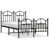 vidaXL Metal Bed Frame without Mattress with Footboard Black 120x200cm