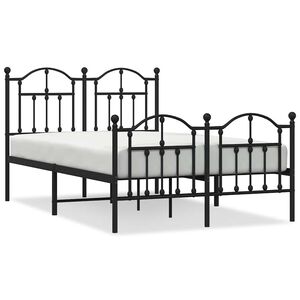 vidaXL Metal Bed Frame without Mattress with Footboard Black 120x200cm