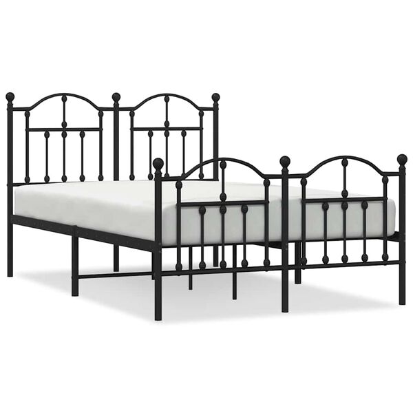 vidaXL Metal Bed Frame without Mattress with Footboard Black 120x200cm