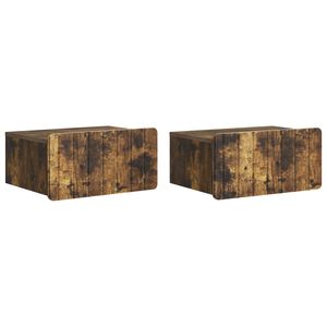 vidaXL Wall-Mounted Bedside Cabinet 2 pcs Smoked Oak 49 x 34.5 x 24 cm