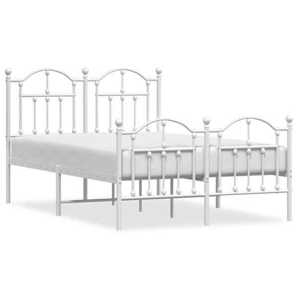 vidaXL Metal Bed Frame without Mattress with Footboard White 120x190cm