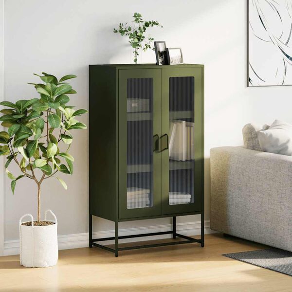 vidaXL Highboard Olive Green 68x39x123 cm Steel