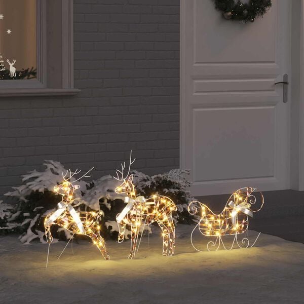 vidaXL LED Reindeers with 60 LEDs 3 pcs Warm White PET