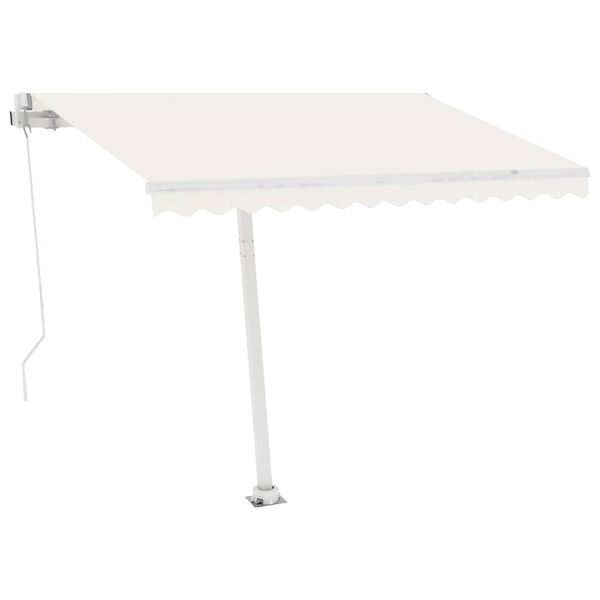 vidaXL Manual Retractable Awning with LED 300x250 cm Cream