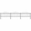 vidaXL Garden Fence with Spear Top Steel 504x75 cm Black