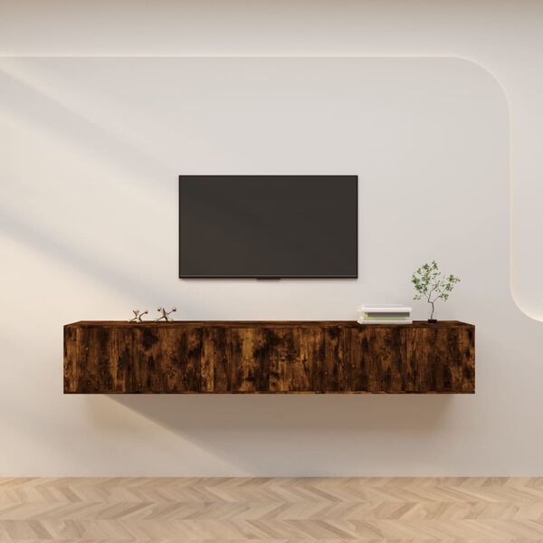 vidaXL Wall-mounted TV Cabinets 3 pcs Smoked Oak 80x34.5x40 cm