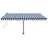 vidaXL Freestanding Manual Retractable Awning 400x350 cm Blue/White