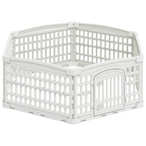 vidaXL 6 Panel Dog Playpen White 122 x 106 x 40 cm Plastic