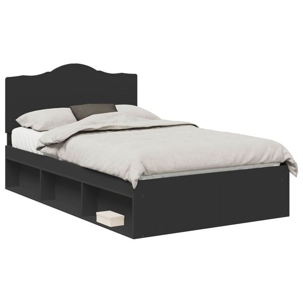 vidaXL Bed Frame with Headboard Black 120 x 200 cm Solid Pine Wood