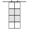 vidaXL Sliding Door with Hardware Set Black 90x205 cm Tempered Glass