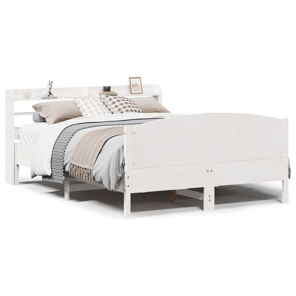 vidaXL Bed Frame without Mattress White 135x190 cm Double Solid Wood Pine