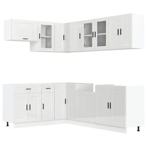 vidaXL 11 Piece Kitchen Cabinet Set Porto Gloss White Engineered Wood