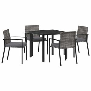 vidaXL Garden Dining Set 5 pcs Grey Powder-Coated Steel