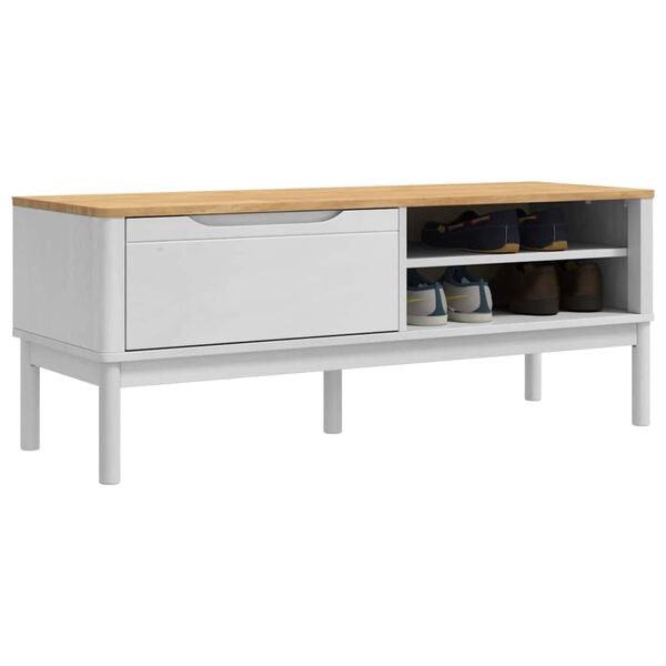 vidaXL Hallway Bench FLORO White 115 x 40 x 45 cm Solid Pine Wood