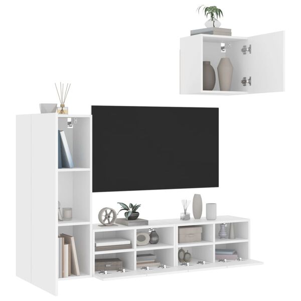vidaXL 4 Piece TV Wall Units White Engineered Wood