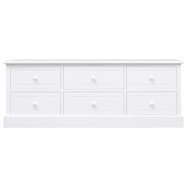 vidaXL TV Cabinet White 108x30x40 cm Solid Paulownia Wood