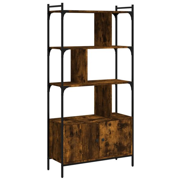 vidaXL Bookcase with Doors Smoked Oak 76.5x30x154.5 cm Engineered Wood