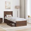 vidaXL Bed Frame Brown Oak and Silver 75 x 190 cm Engineered Wood