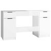 vidaXL Desk with Side Cabinet High Gloss White Engineered Wood